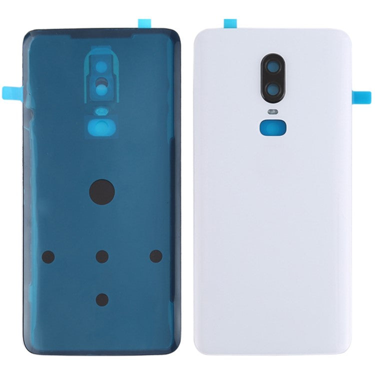 For OnePlus 6 OEM Battery Housing Cover Repair Part + Camera Lens Cover - White