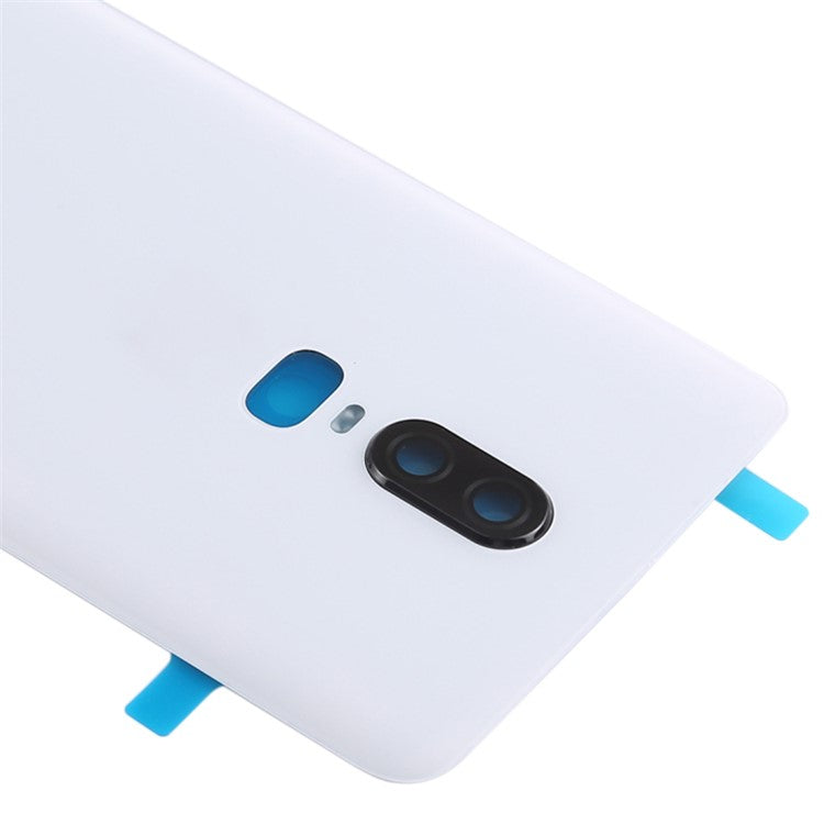 For OnePlus 6 OEM Battery Housing Cover Repair Part + Camera Lens Cover - White