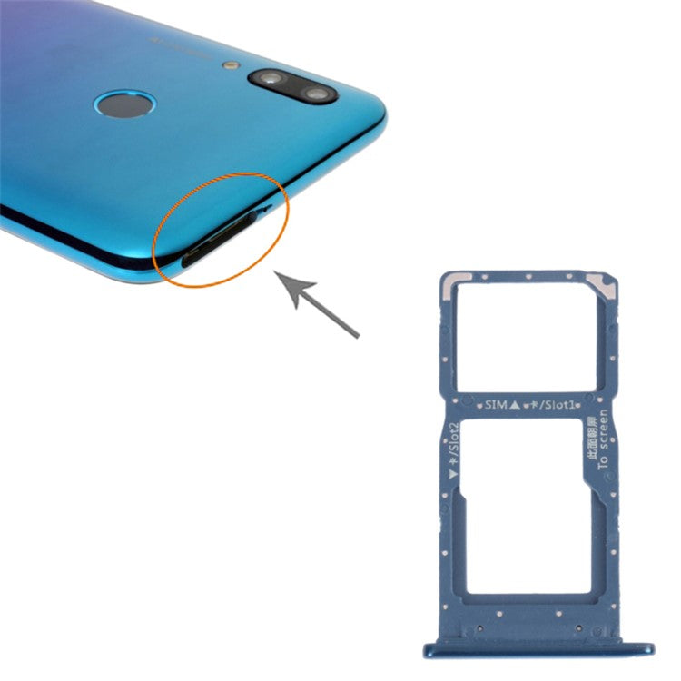For Huawei P Smart (2019) OEM Dual SIM Card Tray Holder Replacement (without Logo) - Sapphire