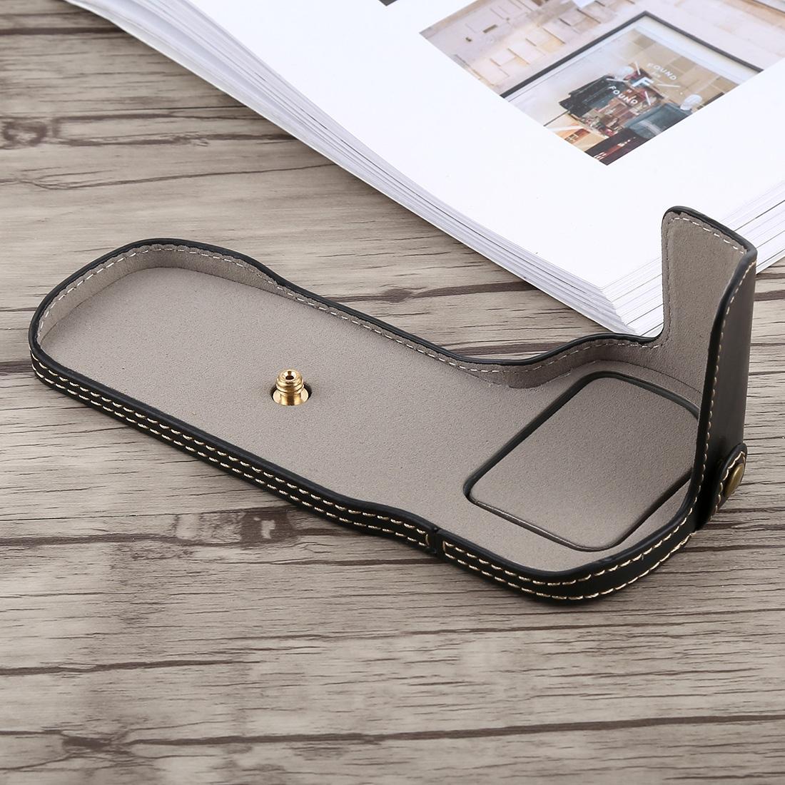 1/4 inch Thread PU Leather Camera Half Case Base for Canon EOS 5D Mark IV / 5D Mark III (Coffee)