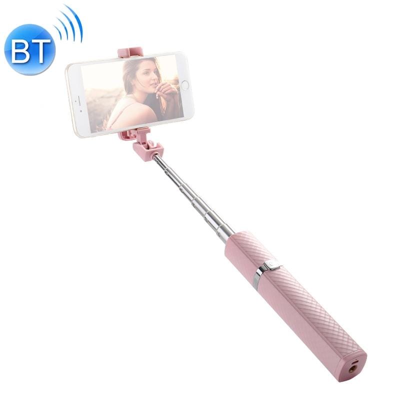 CYKE S3 Hidden One-piece Lipstick Shape Wireless Bluetooth Selfie Stick with Rear Mirror (Pink)