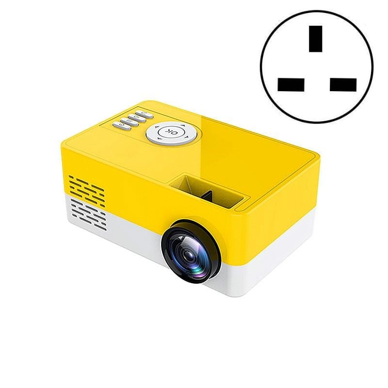 S261/J16 Home Mini HD 1080P Portable LED Projector, Support TF Card / AV / U Disk, Plug Specification:UK Plug (Yellow White)