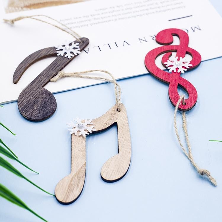 2 PCS Creative Christmas Wood Painted Snowflake Musical Notes Pendant Ornament, Specification: Three Sets