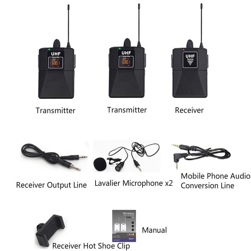 3 in 1 Wireless Recording Microphone SLR Camera Photography Radio Mobile Phone Interview Lavalier Microphone