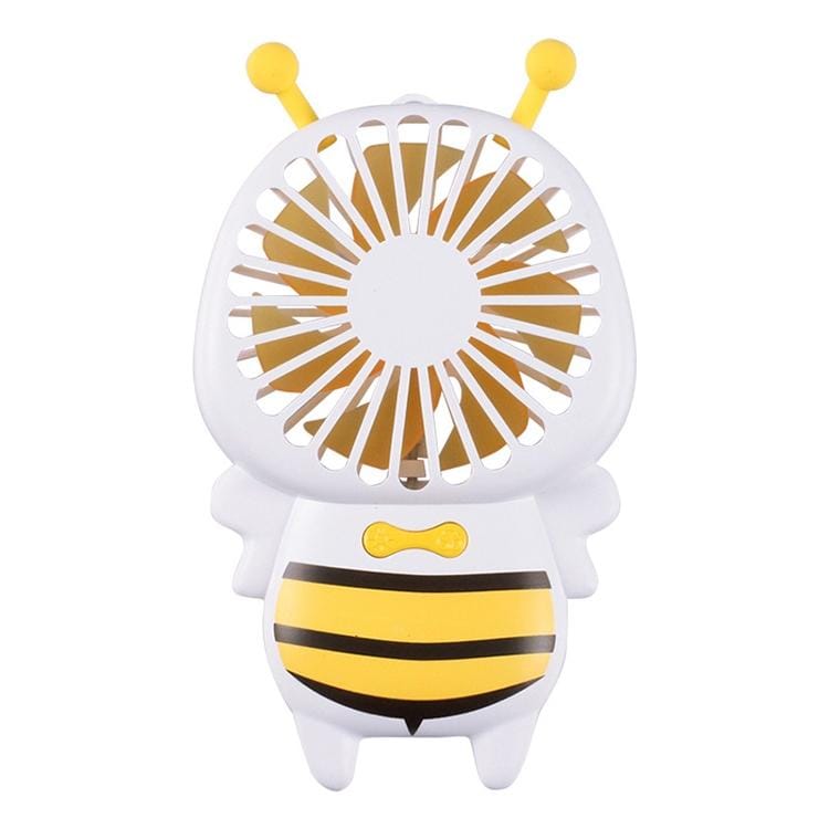Portable Bee Shaped USB Rechargeable Mute Mini Cooling Handheld Fan with Light (Yellow)