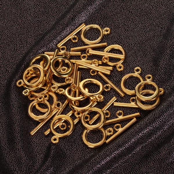20 Sets Round Toggle Clasps Gold