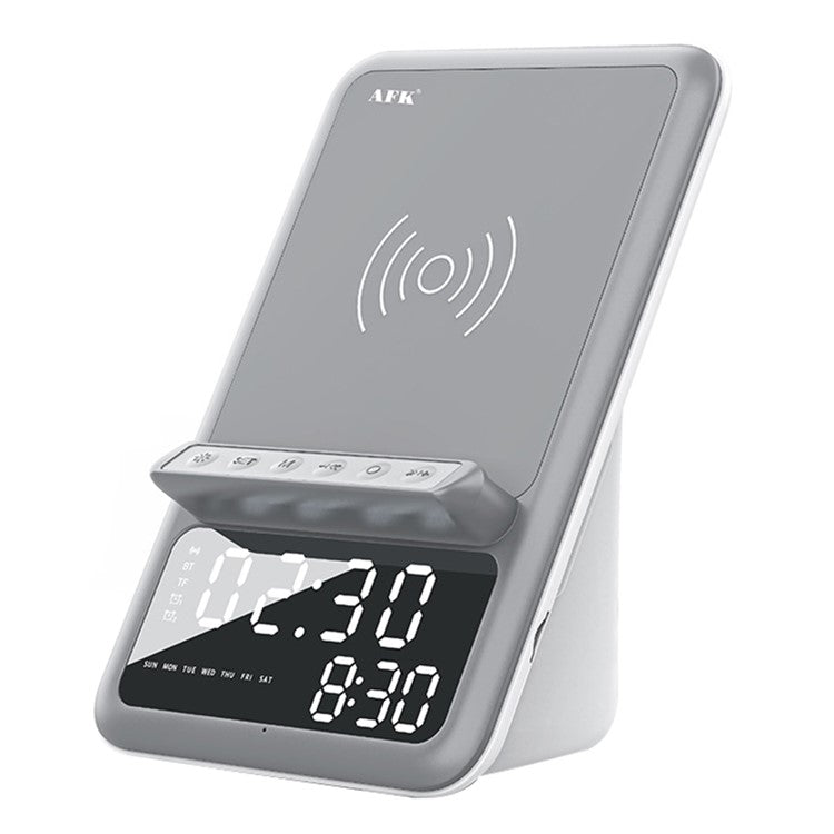 AFK BT512 LED Digital Display Alarm Clock Bluetooth Speaker FM Radio Mobile Phone Wireless Charger (CE Certificated)