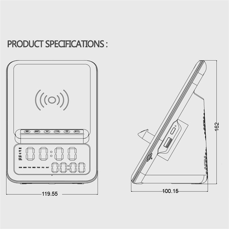 AFK BT512 LED Digital Display Alarm Clock Bluetooth Speaker FM Radio Mobile Phone Wireless Charger (CE Certificated)