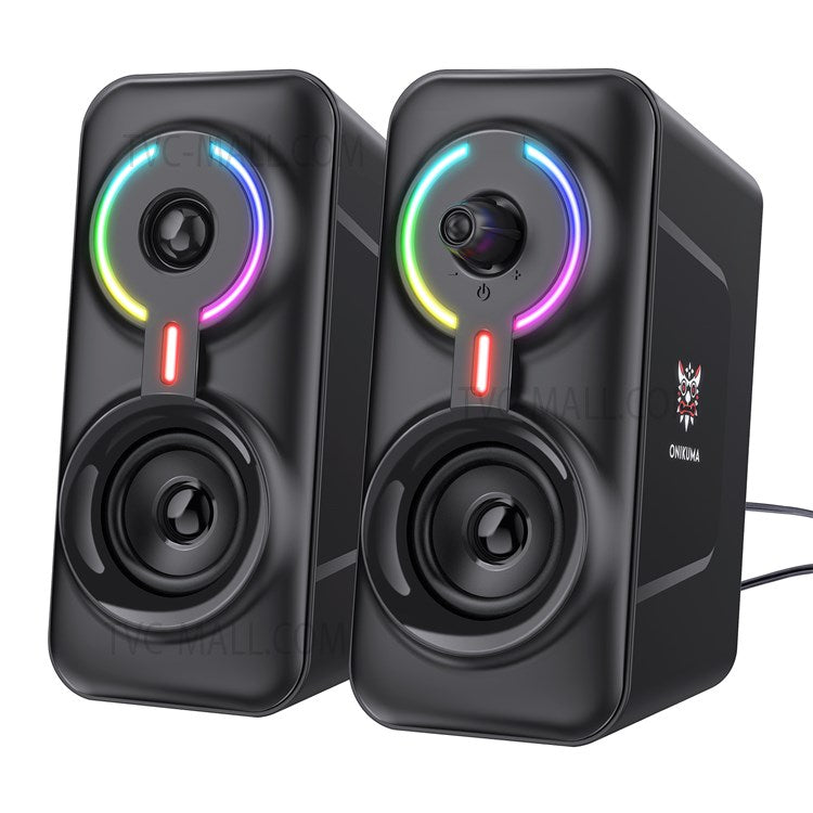 ONIKUMA L6 USB Wired Powered Laptop Notebook Computer Speaker 3D Stereo Sound Effect RGB Atmosphere Lights with One-Knob Control
