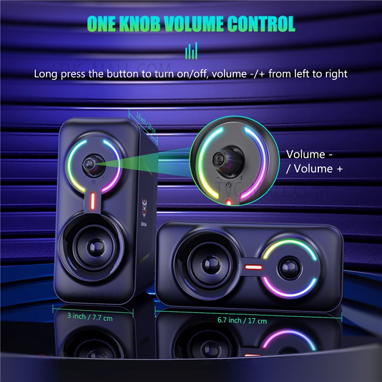 ONIKUMA L6 USB Wired Powered Laptop Notebook Computer Speaker 3D Stereo Sound Effect RGB Atmosphere Lights with One-Knob Control