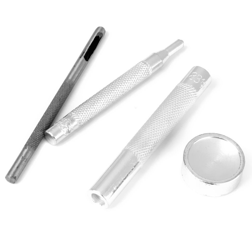 Steel Snap Button Fastener Die Punch Tools 15-17mm Set of 4pcs Silver