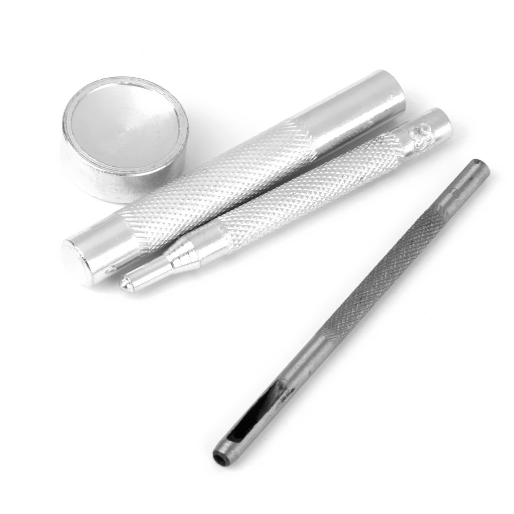 Steel Snap Button Fastener Die Punch Tools 15-17mm Set of 4pcs Silver