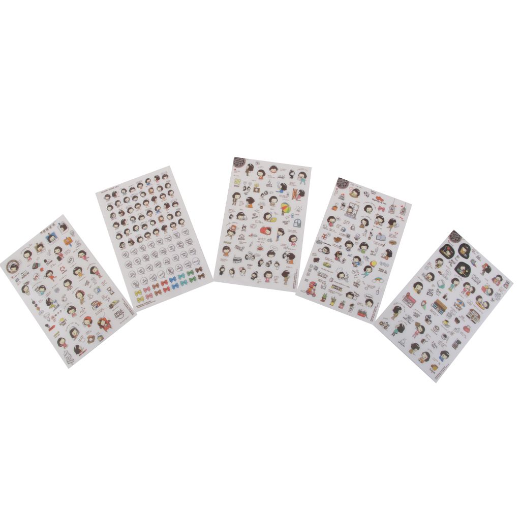 5 sheets Korean Cooky's Helloday stickers adhesive journal Diary scrapbook