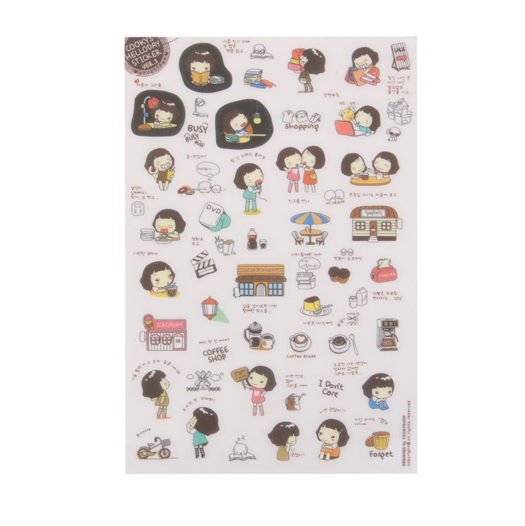5 sheets Korean Cooky's Helloday stickers adhesive journal Diary scrapbook