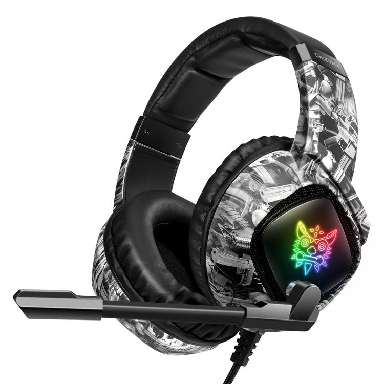 ONIKUMA K19 Camouflage Wired Gaming Heaset PS4 PC Gamer Stereo Headphones with Mic and LED Light - Black