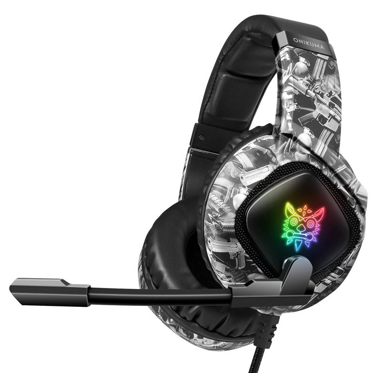 ONIKUMA K19 Camouflage Wired Gaming Heaset PS4 PC Gamer Stereo Headphones with Mic and LED Light - Black