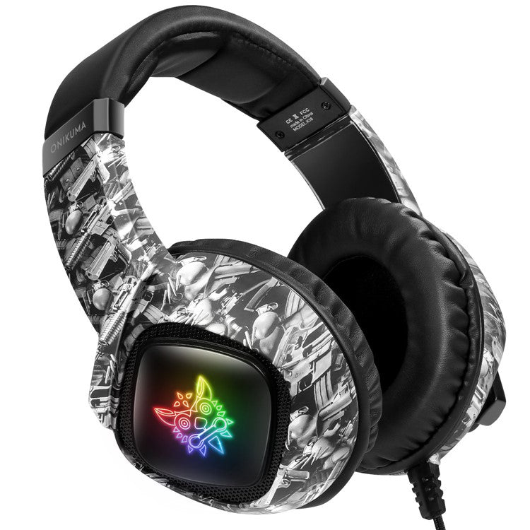 ONIKUMA K19 Camouflage Wired Gaming Heaset PS4 PC Gamer Stereo Headphones with Mic and LED Light - Black