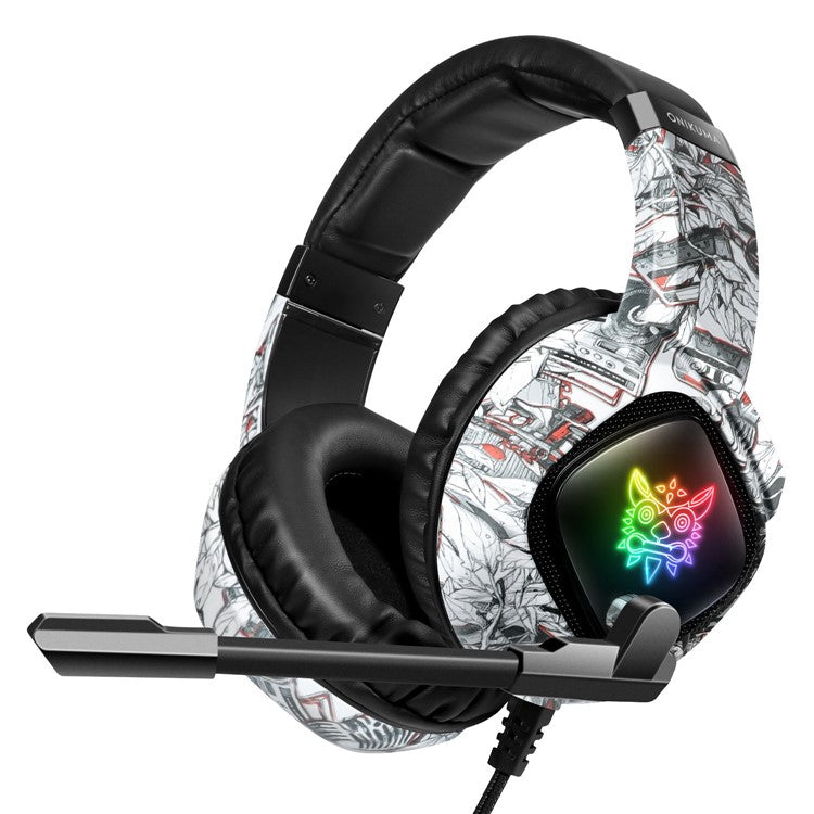 ONIKUMA K19 Camouflage Wired Gaming Heaset PS4 PC Gamer Stereo Headphones with Mic and LED Light - White