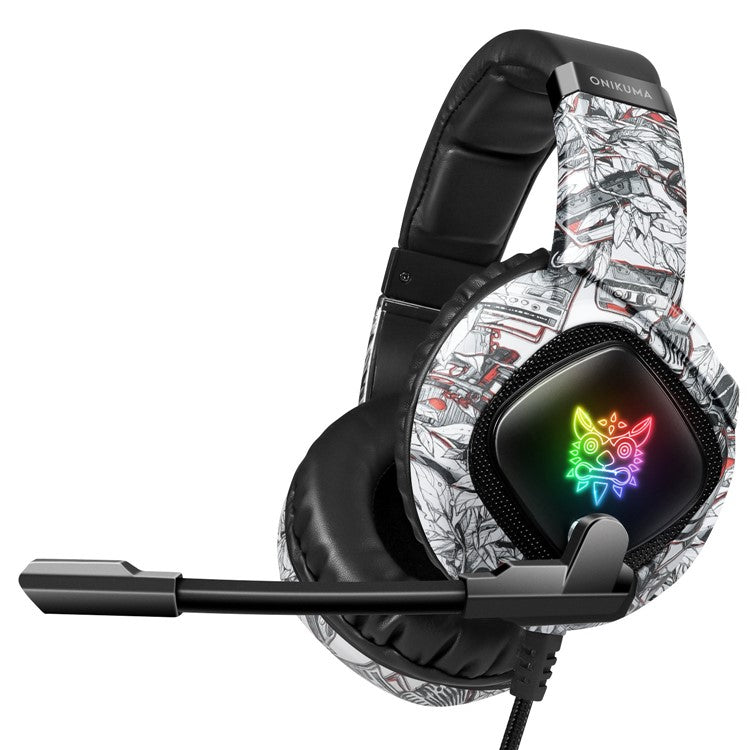 ONIKUMA K19 Camouflage Wired Gaming Heaset PS4 PC Gamer Stereo Headphones with Mic and LED Light - White