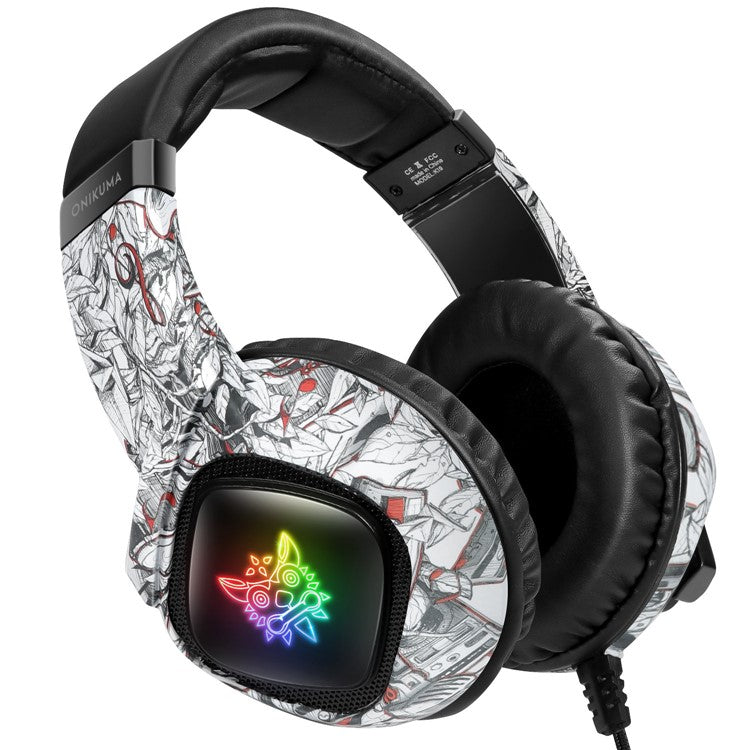 ONIKUMA K19 Camouflage Wired Gaming Heaset PS4 PC Gamer Stereo Headphones with Mic and LED Light - White