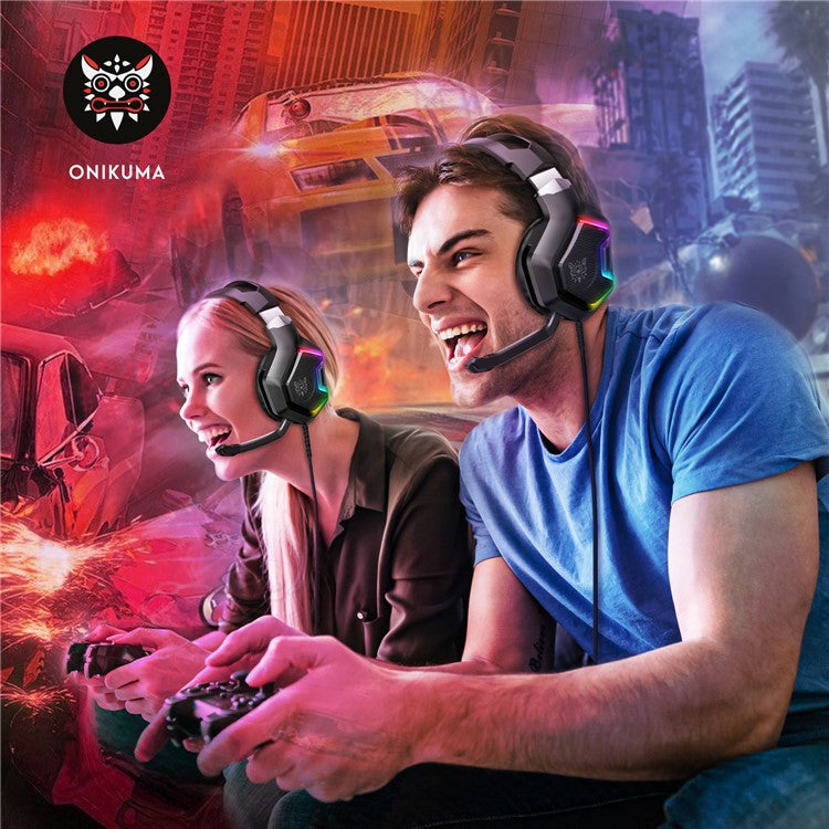 ONIKUMA K10 Pro Wired Stereo Gaming Headset Noise Cancelling Bass Sound Headphones with Mic and LED Light