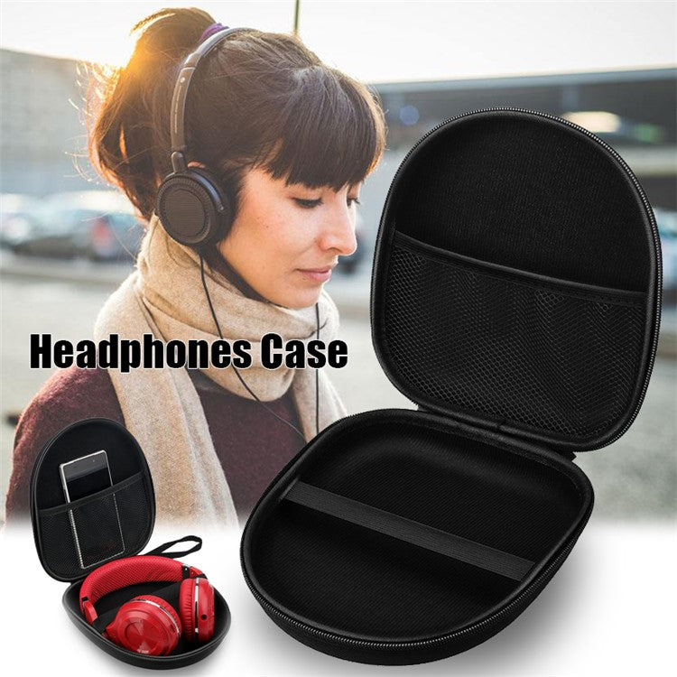 Portable Zippered Round Shaped Earphone Headphone Earbud Carrying Storage Bag Case - Black