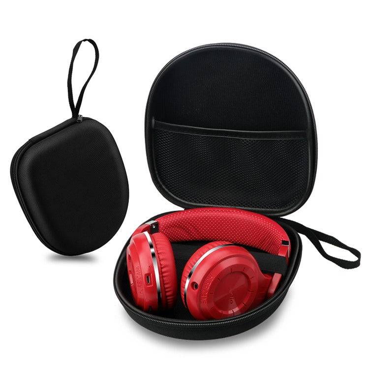 Portable Zippered Round Shaped Earphone Headphone Earbud Carrying Storage Bag Case - Black