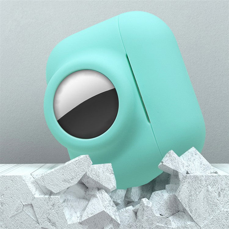2-in-1 Silicone Protective Cover Case for Apple AirPods Pro AirTag - Blackish Green