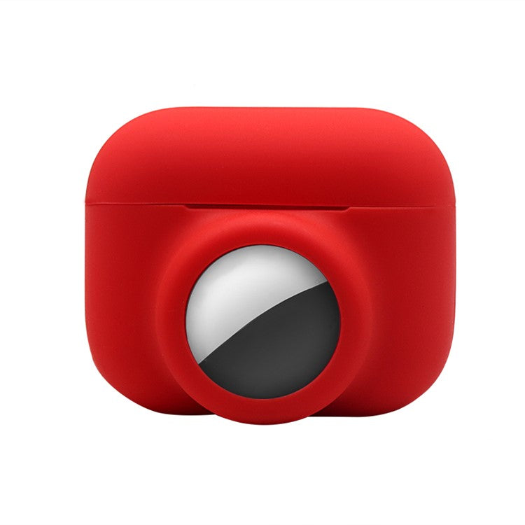 2-in-1 Silicone Protective Cover Case for Apple AirPods Pro AirTag - Red