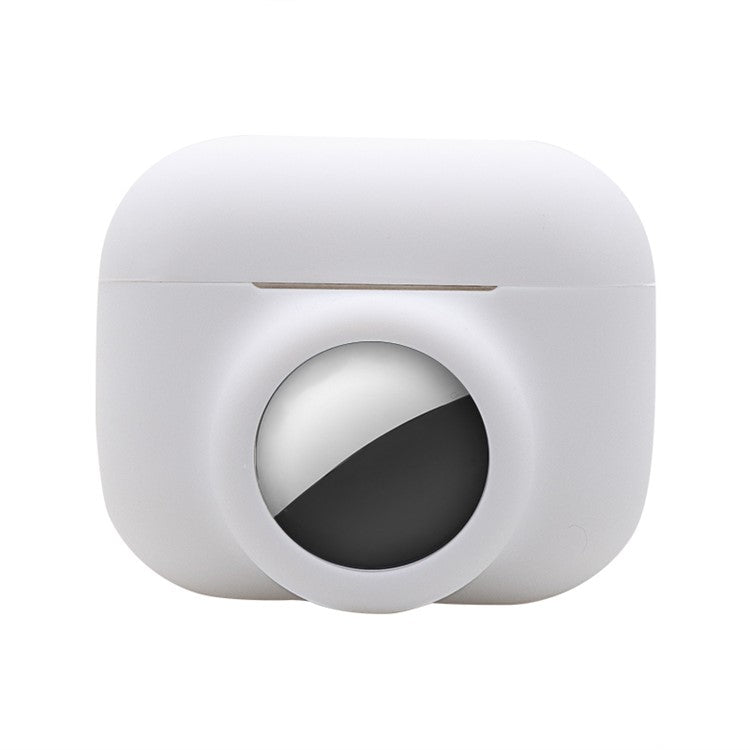 2-in-1 Silicone Protective Cover Case for Apple AirPods Pro AirTag - White