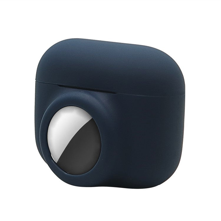 2-in-1 Silicone Protective Cover Case for Apple AirPods Pro AirTag - Dark Blue