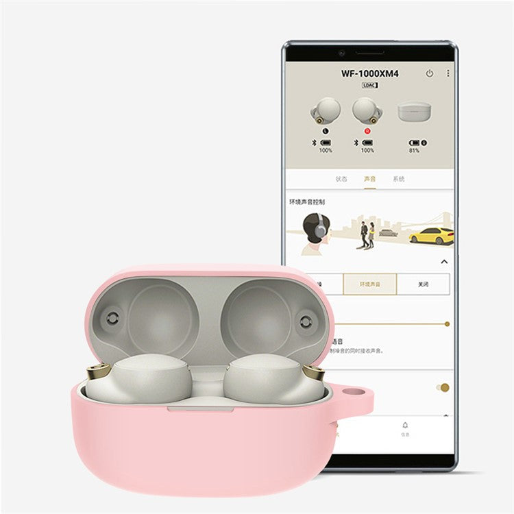 Soft Silicone Protective Case Wireless Bluetooth Earphone Dustproof Cover for Sony WF-1000XM4 - Pink