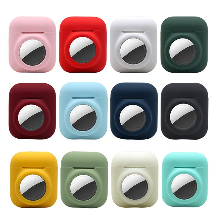 2-in-1 Silicone Protective Cover Case for Apple AirPods with Charging Case (2016)/(2019) / AirPods with Wireless Charging Case (2019) + AirTag - Dark Blue