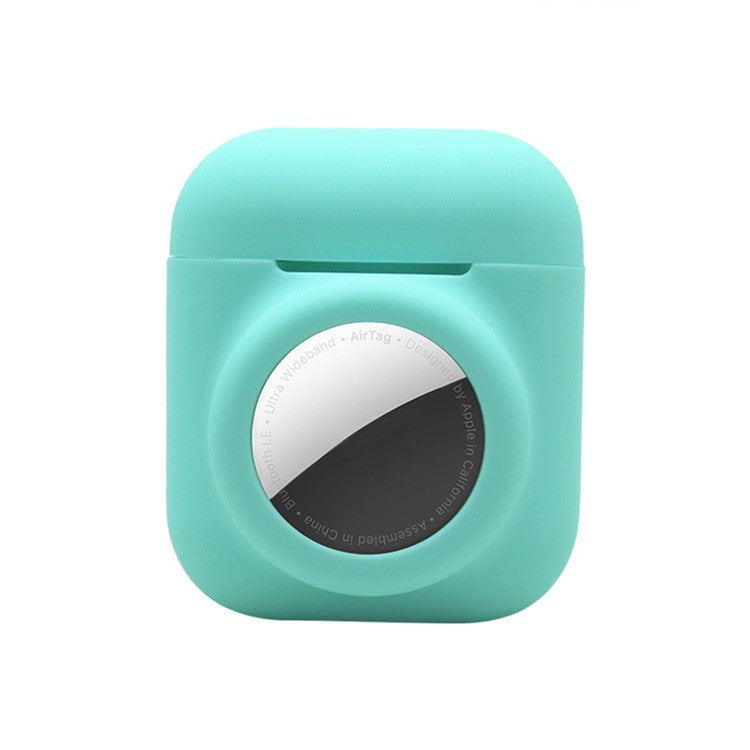 2-in-1 Silicone Protective Cover Case for Apple AirPods with Charging Case (2016)/(2019) / AirPods with Wireless Charging Case (2019) + AirTag - Mint Green