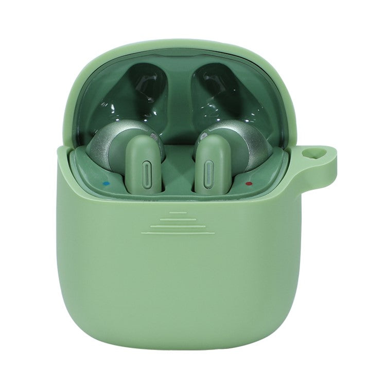 Durable Silicone Bluetooth Earphone Case Protective Cover Shell with Anti-lost Buckle for JBL TUNE220TWS - Matcha Green