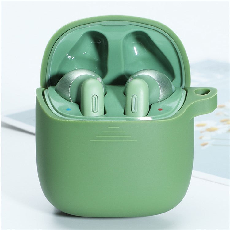 Durable Silicone Bluetooth Earphone Case Protective Cover Shell with Anti-lost Buckle for JBL TUNE220TWS - Matcha Green