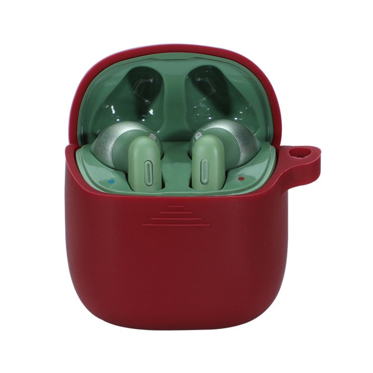 Durable Silicone Bluetooth Earphone Case Protective Cover Shell with Anti-lost Buckle for JBL TUNE220TWS - Wine Red