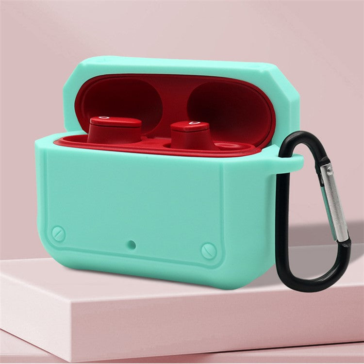 Portable Silicone Wireless Bluetooth Earphone Carrying Case Storage Bag with Anti-lost Buckle for Beats Studio Buds - White