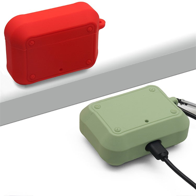 Portable Silicone Wireless Bluetooth Earphone Carrying Case Storage Bag with Anti-lost Buckle for Beats Studio Buds - Red