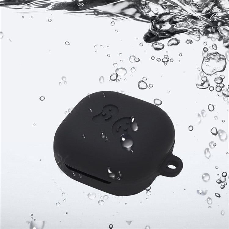 Washable Silicone Wireless Earphones Case Protective Skin Sleeve with Anti-Lost Buckle for Samsung Galaxy Buds Pro - White