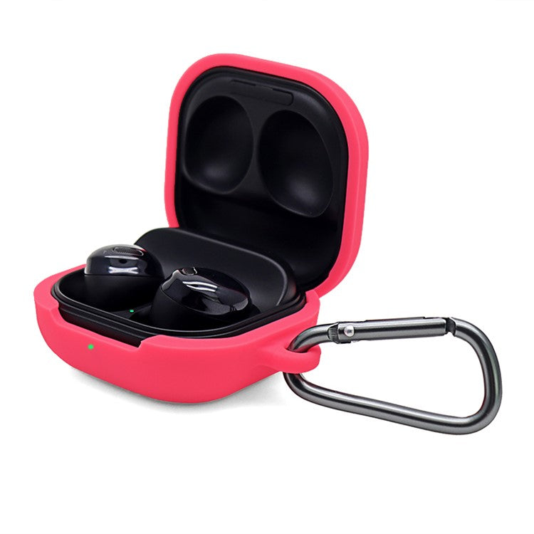 Washable Silicone Wireless Earphones Case Protective Skin Sleeve with Anti-Lost Buckle for Samsung Galaxy Buds Pro - Rose