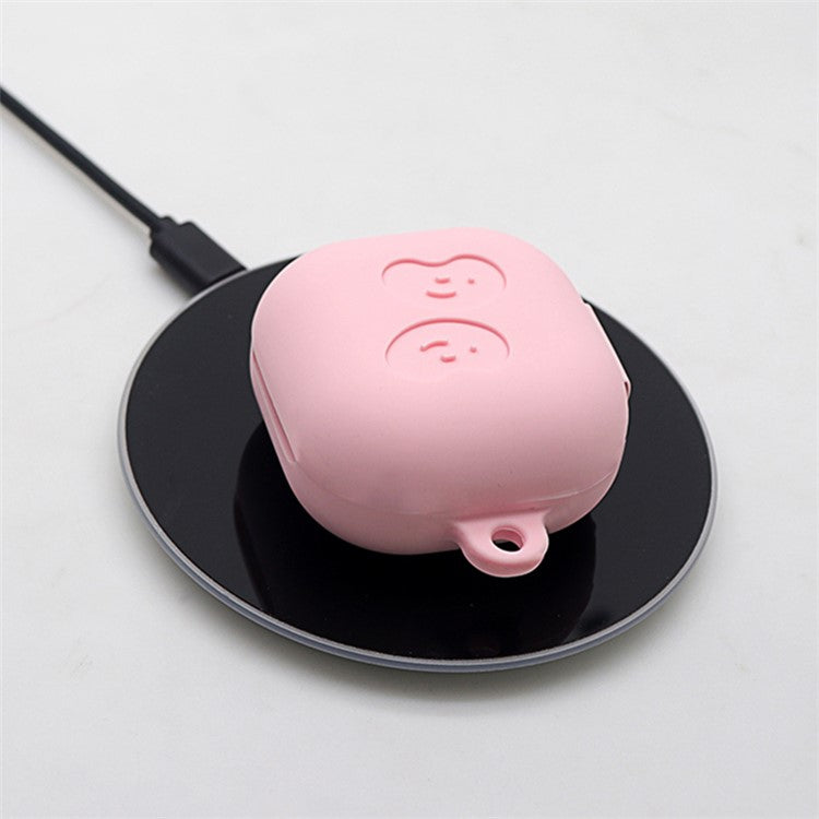 Washable Silicone Wireless Earphones Case Protective Skin Sleeve with Anti-Lost Buckle for Samsung Galaxy Buds Pro - Rose
