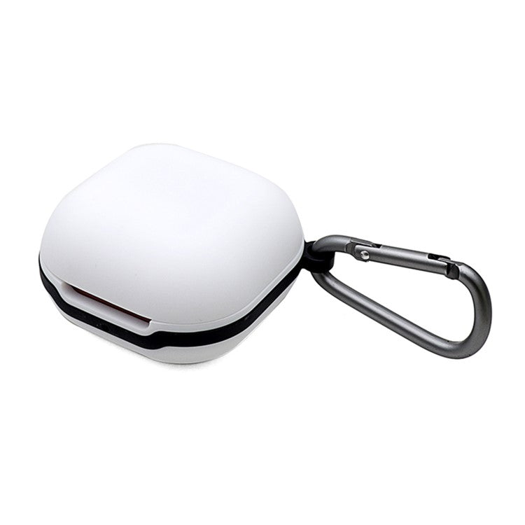 Soft Silicone Wireless Bluetooth Earphones Case Shock-Resistant Protective Cover with Anti-Lost Buckle for Samsung Galaxy Buds Pro - White
