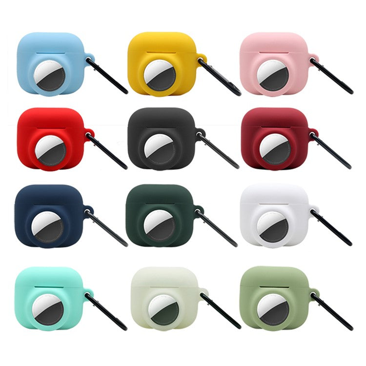 2 in 1 Soft Silicone Case Anti-scratch Protective Cover for AirPods 3/AirTag - White