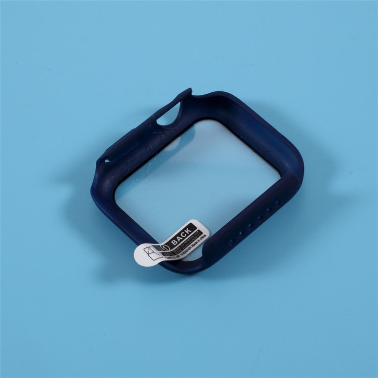 Multiple Colors PC Frame Cover Shell with Glass Screen Protector Film for Apple Watch Series 4 / 5 / 6 44mm / SE 44mm / SE (2022) 44mm - Dark Blue
