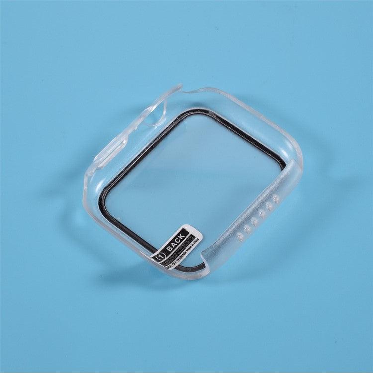Multiple Colors PC Frame Cover Shell with Glass Screen Protector Film for Apple Watch Series 4 / 5 / 6 44mm / SE 44mm / SE (2022) 44mm - Transparent