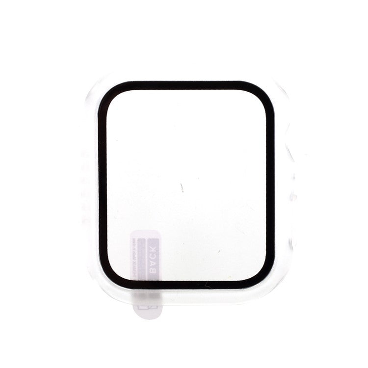 Multiple Colors PC Frame Cover Shell with Glass Screen Protector Film for Apple Watch Series 4 / 5 / 6 44mm / SE 44mm / SE (2022) 44mm - Transparent