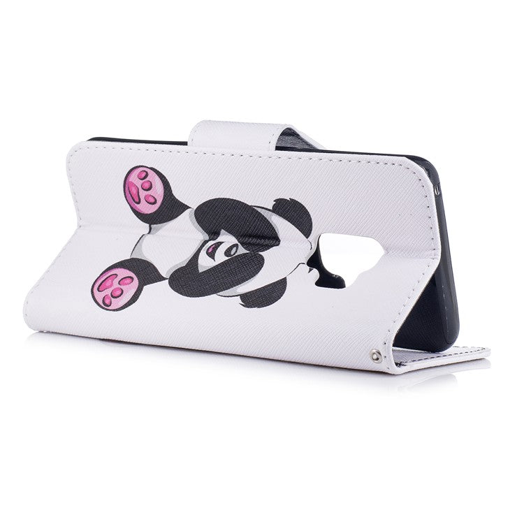Pattern Printing PU Leather Magnetic Wallet Stand Mobile Phone Cover for Samsung Galaxy S9 - Cute Panda