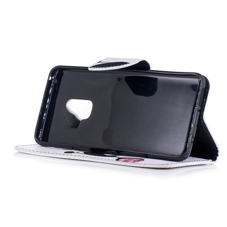 Pattern Printing PU Leather Magnetic Wallet Stand Mobile Phone Cover for Samsung Galaxy S9 - Cute Panda
