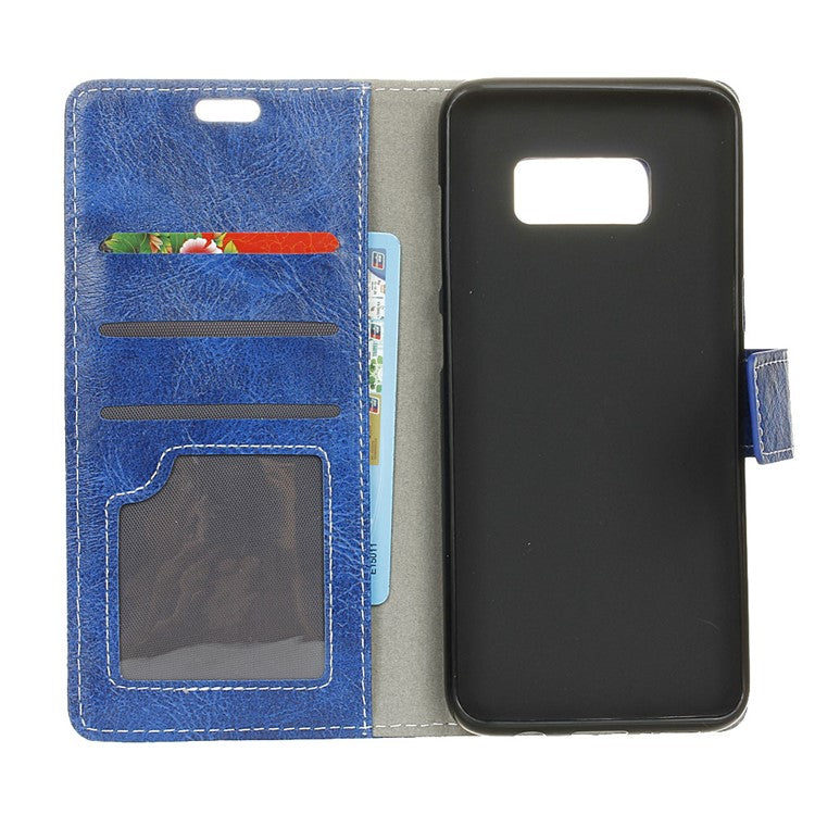 Retro Crazy Horse PU Leather Wallet Stand Case for Samsung Galaxy S10e - Blue